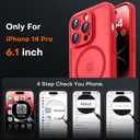 TOCOL for Phone 14 Pro Case, Compatible with Magsafe Charger, Full Camera Protection, Drop Protection, Translucent Matte Phone Case for iPhone 14 Pro 6.1 inch (Red)