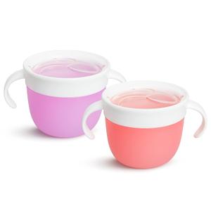 Munchkin Snack Catcher Toddler Snack Cups, No Spil, 2 Pack Containers, Pink/Purple