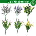 Hananona 12 Pcs Artificial Flowers Outdoor, Faux Artificial Plants UV Resistant Plastic Flower Bulk for Hanging Planter Porch Window Home Wedding Fall Summer Decor (12, Fuchsia, Purple, Yellow, Green)