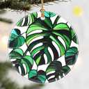 Christmas Ornaments, Dodosky 2.8in Ceramic Monstera Plant Ornament, Xmas Decor, Christmas Tree Ornaments, Xmas Decorations for Tree, Holiday Ornament, Gifts for Plant Lovers, Gifts for Women, Men