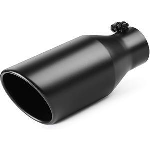 A-KARCK Exhaust Tip 3 Inch Inlet, 3" Inlet 5" Outlet 12" Long Black Coated Finish Muffler Tip for Truck Tailpipe, Stainless Steel Rolled Edge
