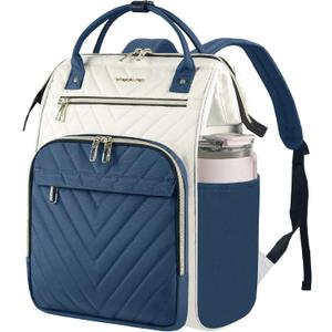 VANKEAN 17 Inch Laptop Backpack for Women Fashion Computer Work Bag, Large Capacity Waterproof Backpack, College Daypack Business Travel, Beige-Haze blue