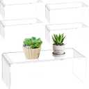 Shellwei 4 Pcs 11 Inch Acrylic Display Risers Rectangular Clear Cupcake Stand Holder Large Shelf Risers for Figures, Dessert Shelves for Party, Stands for Decoration and Organize(11'' x 4.5'' x 4'')