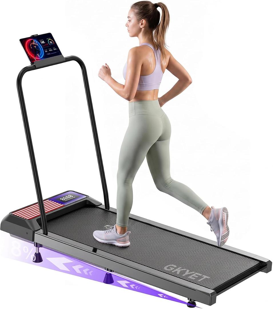 Walking Pad with Handle Bar, 8% Incline, Compact Under Desk Treadmill