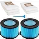 2 Pack VF3500 3-Layer Fine Dust Cartridge Filter + 5 Pack VF3501 2-Layer High Efficiency Vacuum Filter Bags, compatible with Ridgid 3 to 4.5 Gallon Wet/Dry Vacs