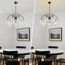 7-Light Chandelier for Dining Room, Mid-Century Modern Glass Light Fixture, 27.2 inches