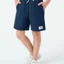 Haloumoning Boys Corduroy Shorts Kids Casual Elastic Waist Drawstring Summer Shorts with Pockets 5-14 Years (Blue)