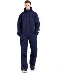 Mens One Piece Ski Suit Snowsuits Colorful Snowboard Jumpsuits Waterproof Hooded Warm Jackets Outdoor Winter (Medium, Navy Blue)