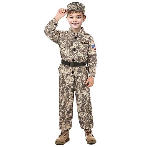 GIFTINBOX Army Costume for Kids, Soldier Military Costumes for Boys, L, (8-10 Y)
