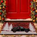 Lanpn Christmas Welcome Natural Coir Door Mat, Truck Lorry Large Coco Front Door Outdoor Doormat Outside Entrance Porch Non Slip Rubber Rug Winter Xmas Farmhouse Decor (Red, 36x24 inch)