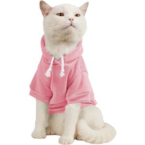 QWINEE Basic Dog Hoodie Sweatshirt Puppy Sweater Warm Cat Costumes Pet Clothes for Chihuahua Puppy Kitten Small Medium Dogs Light Pink X-Small