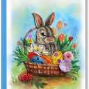 Happy Easter Day Card, Cute Bunnies Eggs Flowers Card, Seasonal Holiday Quilling Card, Quilled Greeting Card for Kids Family, Friend, Husband, Wife with Envelope (Cute Bunny)
