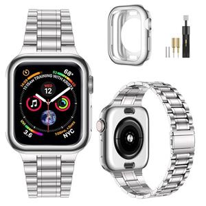 MioHHR Solid Stainless Steel Band Compatible with Apple Watch 46mm (Series 11 10), Metal Strap with Soft TPU Case for iWatch Series 11/10 46mm Women and Men, Silver