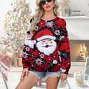 VILOVE Ugly Christmas Sweatshirt Women Snowman Graphic Pullover Xmas Hoodie Merry Christmas Print Tee Cute Crewneck Tops
