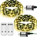2 Pack Fairy String Lights Plug in, 33Ft Green Wire 100 Micro Starry LED Outdoor String Lights with 8 Modes Timer IP68 Waterproof Twinkle Lights for Bedroom Garden Christmas Home Decor (Warm White)