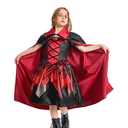 ellzant Kids Vampire Costume for Girls 8-10, Girls Halloween Costumes Dress Vampire Cape Skirt Cloak Vest Outfit Small 110-120 CM
