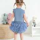 SUNNY PIGGY Newborn Baby Girl Clothes Toddler Ruffle Romper Top Infant Skirt Set (Blue)