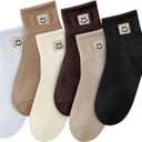 Women Ankle Socks Cute: 6/10 Pairs Funny Smile Face Gifts Socks - Cotton Sock for Low Cut Shoes