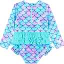 XFGIRLS Baby/Toddler Girls Swimsuit Long Sleeve One-Piece Bathing Suit Rash Guard for Kids UPF 50+ Swimwear, 6Y
