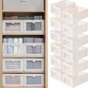 Linen Closet Organizers And Storage, 12 Pack Closet Storage Bins Linen Closet Baskets for Closet Organization Foldable Closet Organizer Bins with Clear Window For Organizing Clothing, Jeans, Shelves