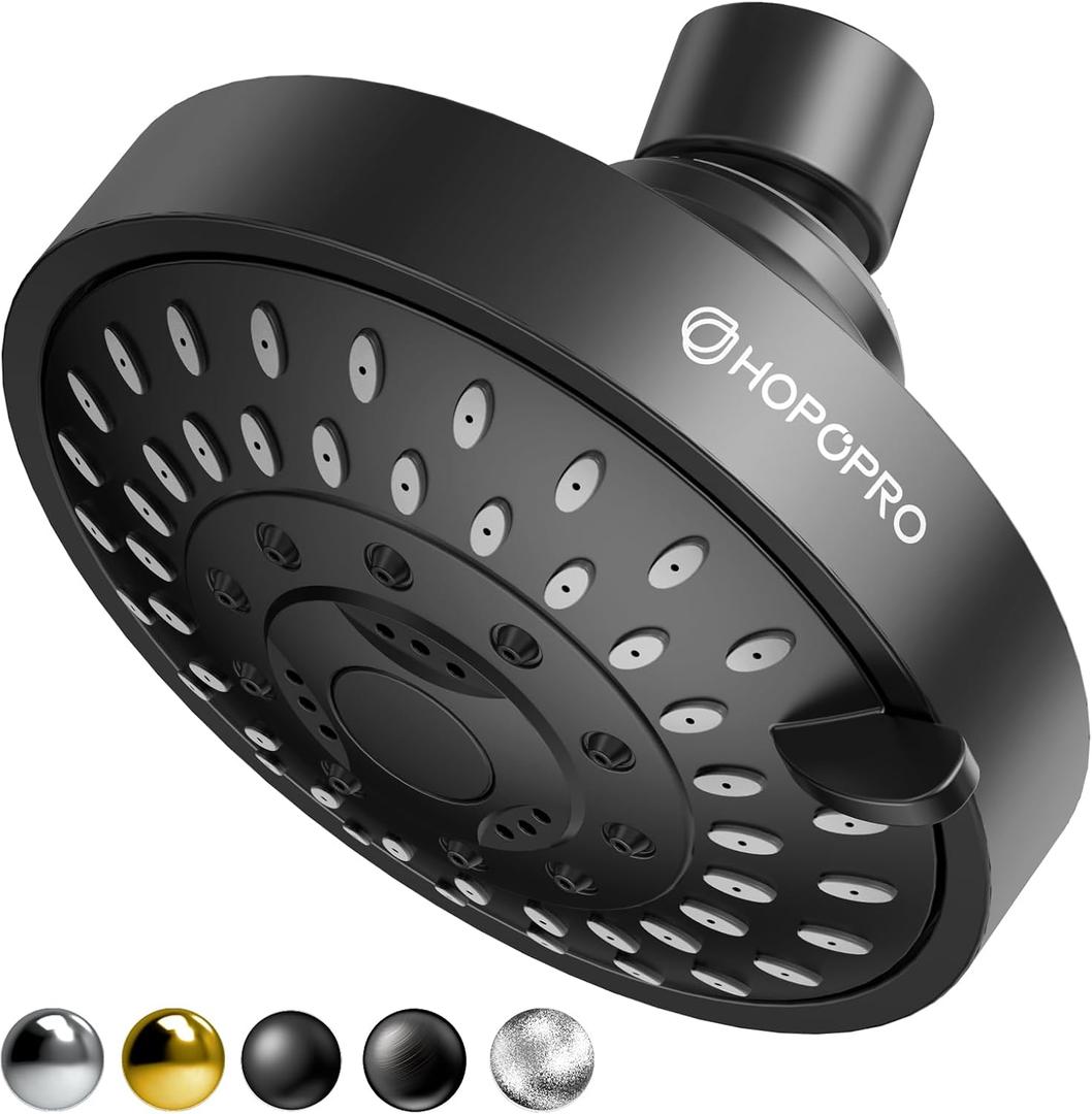 HOPOPRO 5-Mode High Pressure Shower Head - The Washington Post, NBC News, Today TV Show Recommended - High Flow Fixed Showerheads (4 Inch Matte Black)