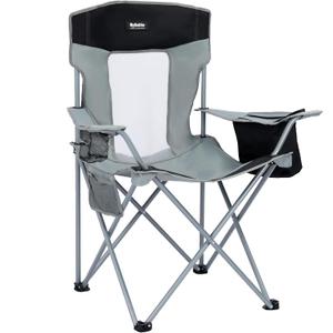 Byliable Camping Chairs Lawn Portable Foldable Camp Folding Lightweight Chair for Adults with Drink Holder and Cooler Pouch Outdoor for Camping, Lawn, Sports, Picnic, Music Festival, Gray Black, Large