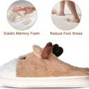 Cute Animal Slippers for Women - Fuzzy Plush Memory Foam Indoor, Machine Washable Cozy House Shoes (Beige)