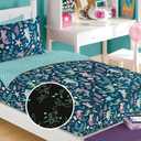 All-in-One Zippered Bedding Set for Kids Comforter, Fitted Sheet, Pillowcase, & Sham Set, for Hard-to-Make Beds - 100% Hypoallergenic & Vegan. This Set Glows in THE Dark!, Full