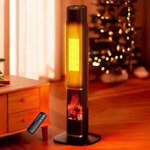 Uthfy Space Heaters for Indoor Use, 32" Space Heater for Large Room with 24H Timer & 3D Flame, ECO Mode, Thermostat, 120 Oscillation, Child Lock, Remote, 1500W Electric Room Heater for Bedroom Use