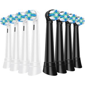 8 Pcs IO Replacement Heads Compatible with Oral B IO 2/3/4/5/6/7/8/9/10/Deep Clean Series Electric Toothbrushes, Medium Softness Brush Heads Compatible with Oral B iO (Black/White)