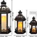 TRIROCKS Set of 3 Black & Gold Metal Candle Lanterns, 19/13.5/9.5 in Decorative Hanging Lantern Candle Holders with Tempered Glass forPorch, Patio, Wedding & Home Decor(Black with Gold Brush)