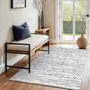 3x4 Washable Entryway Area Rug: Moroccan Small Runner Rug for Hallway Soft Modern Non Slip Door Mat with Rubber Backing Low Pile Thin Floor Carpet for Kitchen Bathroom Bedroom Indoor 3x4 Grey