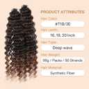 KRALER Feather Crochet Hair Extensions for Women 18 Inch 100 Strands Miracle Knots Feather Crochet Hair Pre-Separated Invisible Synthetic Curly Deep Wave Crochet Hair(100strands Ombre Brown)