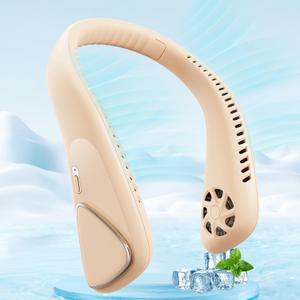 Neck Fan, Bladeless Neck Fan with 5000mAh Rechargeable Battery, Low Noise, Non-Slip Design, 3-Speed & 360 Adjustable Angle, Personal Hands Free Fan for Travel Camp Outdoor Indoor (Pink)