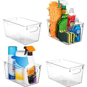ClearSpace Clear Plastic Storage Bins  Perfect Kitchen Organization and Storage or Pantry Storage  Fridge Organizer, Pantry Organization and Clear Storage Bins, Cabinet Organizers (4 Pack)