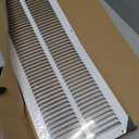 HVAC Premium 8'' x 28'' [Duct Opening] Flat Stamped Steel Return Air Grille - Sidewall and Ceiling - HVAC Vent Duct Cover - White [Outer Dimensions: 9.75''w X 29.75''h]