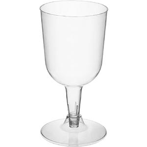 Party Essentials Disposable Hard Plastic Two Pieces Wine Glasses, 20-Count, 7-Ounce, Clear (20 Count (Pack of 1))