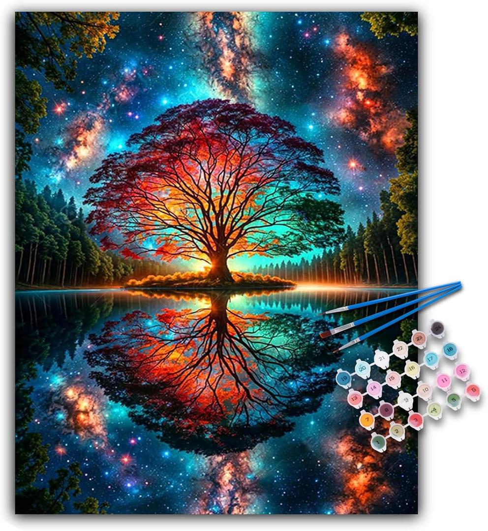 Paint by Numbers Kit for Adults - Tree of Life Acrylic Adult Paint by Number Kits on Canvas for Beginner, Tree of Life DIY Oil Painting by Numbers for Adults Kit, Perfect for Home Decor Gift 16"x20" (BOP1PNP01)