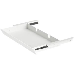 White Large Under Desk Mounted Sliding Drawer with 2 Cable Hole and 60 Degree Tilt Panel to Pull Out, 22.4'' Long & 9.2'' deep Large Storage Organizer for Sit Stand Workstation