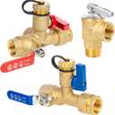 Tankless Water Heater Service Valve Kit, 3/4 Inch IPS Isolator Set with Pressure Relief Valve, Hot & Cold Shut-Off Valves, Lead-Free Premium Brass, Compatible with Rheem, Rinnai, Navien