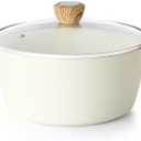 SENSARTE Ceramic Nonstick Stock Pot with Lid, 2.6/4.5/6.6 QT Soup Pot Casserole Pot, Non-toxic Healthy Pasta Pot, Large Cooking Pot Stew Pot, Induction Compatible, PFOA PFAS PTFE Free, White (2.6 QT)