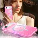 3 x BENTOBEN Magnetic for iPhone Air Case 2025, Clear Crystal Glitter Bling iPhone Air Phone Case [Compatible with MagSafe] Shockproof Sparkly Cute Women Girls Cover for iPhone 17 Air 6.5", Hot Pink