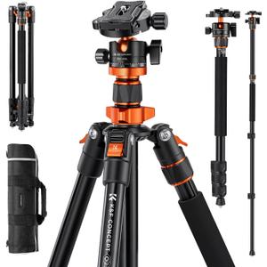 K&F CONCEPT Tripod for Camera, 78" Aluminum Camera Tripod, 81" Tripods & Monopods, Stable Heavy Duty Travel Tripod for DSLR Cameras, Max Load 22 lbs (K234A7+BH-28L)