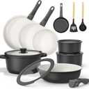 23Pcs Pots and Pans Set Non Stick,Titanium-Reinforced Ceramic Cookware Set with 3 Removable Handles,Scratch-Resistant & PFAS-Free,Induction,Oven,Dishwasher Safe,Stackable Space-Saving for RV & Camping