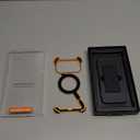 Z Metal Case for iPhone 17 Pro Max Frameless, Aluminum Alloy Bumper Compatible with Magsafe Kickstand Minimalist Shockproof Cool Cover Hard Shell with 360Ring Holder Magnetic Stand, Orange