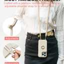 Crossbody Wallet Case for iPhone 16 Pro Max, Card Slot Phone Case with 360 Ring Stand, Built-in Makeup Mirror, Snap Closure, Adjustable Shoulder Strap, 6.9 Inch (White)