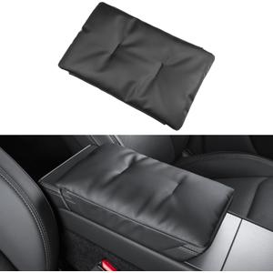 Armrest Cover for 2026 New Model Y Juniper & 2024-2025 Model 3 Highland PU Leather Center Consolet Armrest Box Cover Cushion for All Tesla Model 3 and Model Y Accessories (Black)
