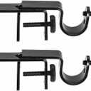 Outside Mounted Blinds Curtain Rod Bracket -- Tool-Free No Drill Installation for 1.3-2 Inch Rectangular Headrails, Black 2-Pack
