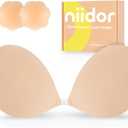 Niidor Adhesive Bra Strapless Ultra Sticky Invisible Push up Silicone Bra Multiple Colors Sizes Reusable for Backless Dress (Nude)