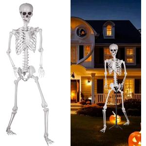 7.9ft Halloween Full Size Skeleton, Realistic Giant Human Skeleton Bones with Full Body Posable Joints, Scary Plastic Large Skeleton for Halloween Graveyard Haunted House Spooky Scene Décor